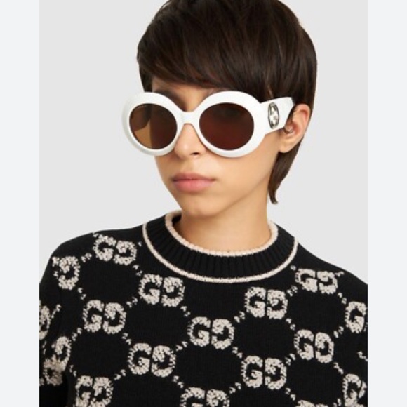 GUCCI GG1647S 003 White/Brown 54-21-140 Sunglasses - Picture 1 of 8